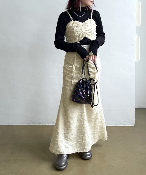 PAGEBOY（ページボーイ）の「ハイウエストビスチェSET（ワンピース・レディース・ブラック/アイボリー・FREE）」の7枚目の写真