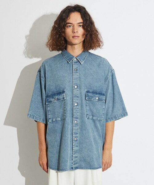 tk.TAKEO KIKUCHI（ティーケータケオキクチ）の「◆ケミカルデニムBIGシャツ（シャツ/ブラウス・メンズ・ブラック系3/ブルー系3・88）」の18枚目の写真