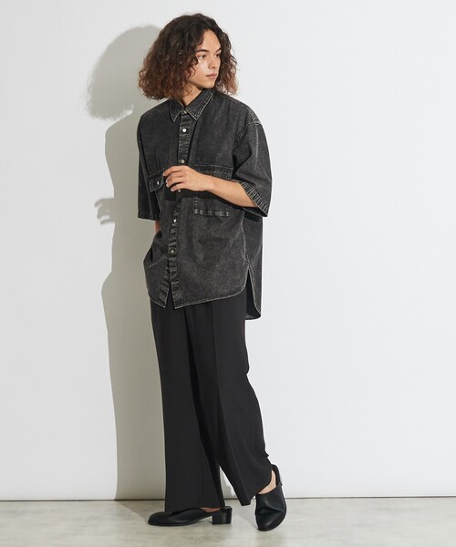 tk.TAKEO KIKUCHI（ティーケータケオキクチ）の「◆ケミカルデニムBIGシャツ（シャツ/ブラウス・メンズ・ブラック系3/ブルー系3・88）」の6枚目の写真