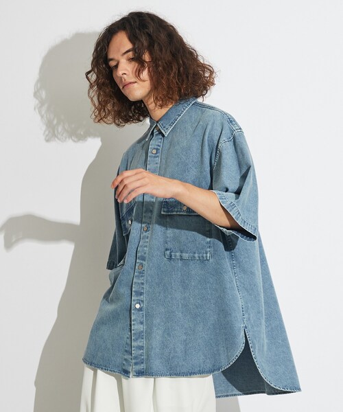 tk.TAKEO KIKUCHI（ティーケータケオキクチ）の「◆ケミカルデニムBIGシャツ（シャツ/ブラウス・メンズ・ブラック系3/ブルー系3・88）」の13枚目の写真