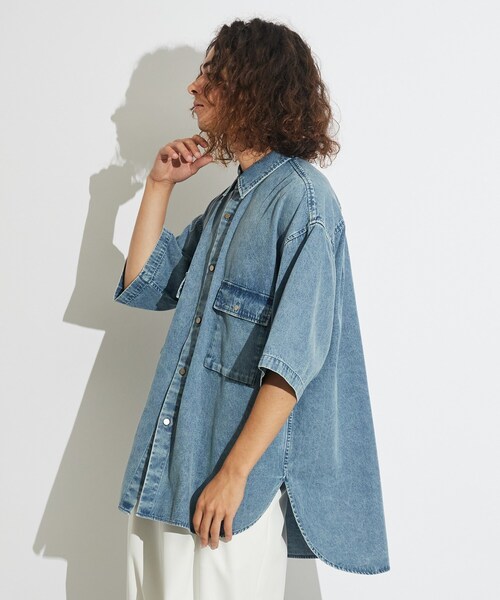 tk.TAKEO KIKUCHI（ティーケータケオキクチ）の「◆ケミカルデニムBIGシャツ（シャツ/ブラウス・メンズ・ブラック系3/ブルー系3・88）」の8枚目の写真