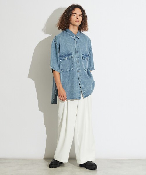 tk.TAKEO KIKUCHI（ティーケータケオキクチ）の「◆ケミカルデニムBIGシャツ（シャツ/ブラウス・メンズ・ブラック系3/ブルー系3・88）」の20枚目の写真