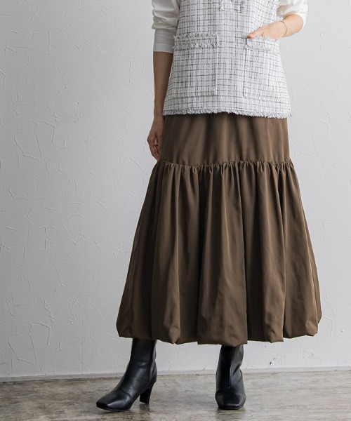 Pierrot(ピエロ)の「バルーンデザインスカート(スカート・レディース・ブラック/アイボリー/カーキ/ブラウン・M/L/PM)」の10枚目の写真