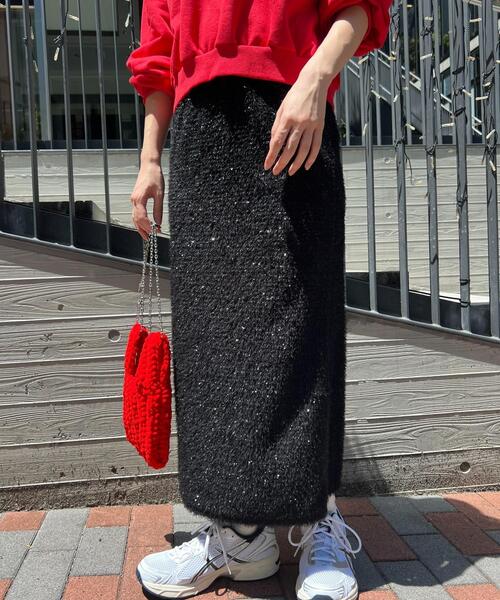 PHILLY（フィリー）の「【PHILLY】キラキラシャギーロングスカート（スカート・レディース・ピンク/ブラック・FREE）」の3枚目の写真