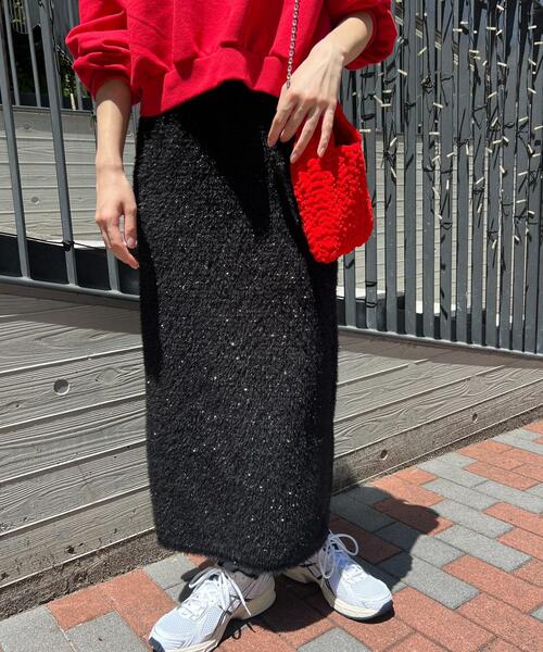 PHILLY（フィリー）の「【PHILLY】キラキラシャギーロングスカート（スカート・レディース・ピンク/ブラック・FREE）」の4枚目の写真