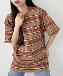 HUF（ハフ）の「HUF(ハフ)/マルチボーダー ブランドロゴワッペン付 半袖Tシャツ/VERNON S/S RELAXED T（Tシャツ/カットソー・メンズ）」