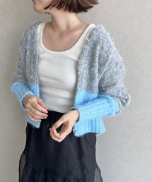 シャギーバイカラーショートカーディガン 968135