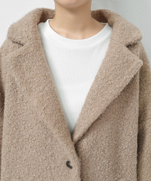 andme（アンドミー）の「ミドル丈シープ調ボアテーラードコート（チェスターコート・レディース・ライトベージュ/ブラック/モカ/ブラウン・M）」の20枚目の写真