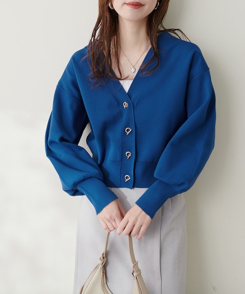 natural couture(ナチュラルクチュール)の「プチプラハトメバー釦カーディガン(カーディガン/ボレロ・レディース・ブラック/グレイッシュベージュ/パープル/モカ/アイボリー/ブルー・FREE)」の5枚目の写真
