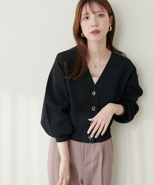 natural couture(ナチュラルクチュール)の「プチプラハトメバー釦カーディガン(カーディガン/ボレロ・レディース・ブラック/グレイッシュベージュ/パープル/モカ/アイボリー/ブルー・FREE)」の19枚目の写真