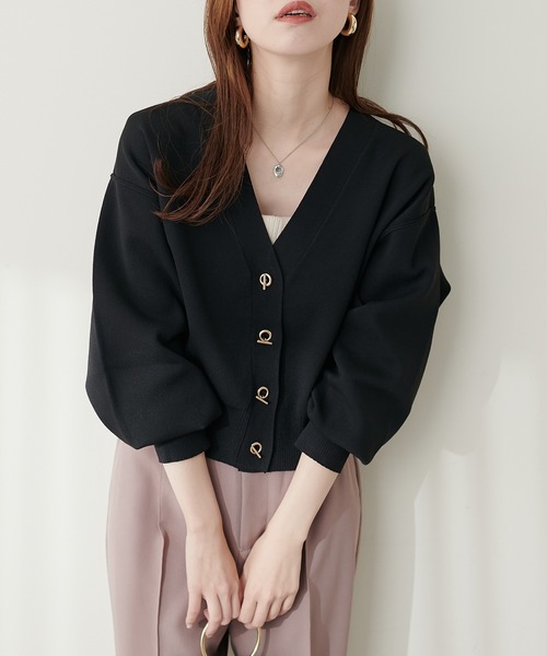 natural couture(ナチュラルクチュール)の「プチプラハトメバー釦カーディガン(カーディガン/ボレロ・レディース・ブラック/グレイッシュベージュ/パープル/モカ/アイボリー/ブルー・FREE)」の18枚目の写真