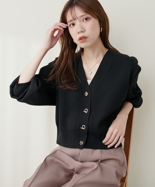 natural couture(ナチュラルクチュール)の「プチプラハトメバー釦カーディガン(カーディガン/ボレロ・レディース・ブラック/グレイッシュベージュ/パープル/モカ/アイボリー/ブルー・FREE)」の16枚目の写真