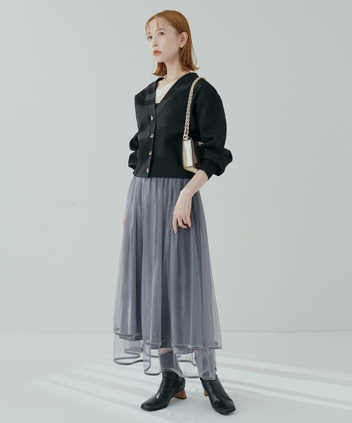 natural couture(ナチュラルクチュール)の「プチプラハトメバー釦カーディガン(カーディガン/ボレロ・レディース・ブラック/グレイッシュベージュ/パープル/モカ/アイボリー/ブルー・FREE)」の14枚目の写真