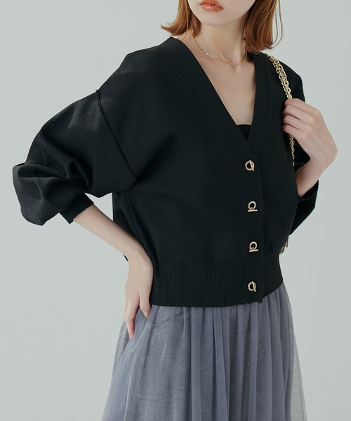 natural couture(ナチュラルクチュール)の「プチプラハトメバー釦カーディガン(カーディガン/ボレロ・レディース・ブラック/グレイッシュベージュ/パープル/モカ/アイボリー/ブルー・FREE)」の11枚目の写真