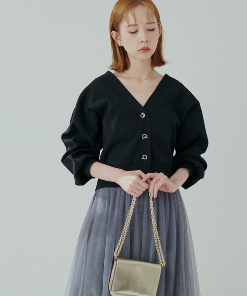 natural couture(ナチュラルクチュール)の「プチプラハトメバー釦カーディガン(カーディガン/ボレロ・レディース・ブラック/グレイッシュベージュ/パープル/モカ/アイボリー/ブルー・FREE)」の13枚目の写真