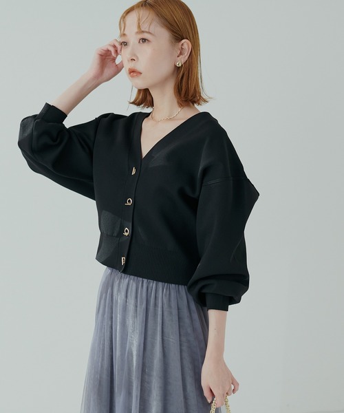 natural couture(ナチュラルクチュール)の「プチプラハトメバー釦カーディガン(カーディガン/ボレロ・レディース・ブラック/グレイッシュベージュ/パープル/モカ/アイボリー/ブルー・FREE)」の12枚目の写真