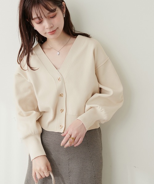 natural couture(ナチュラルクチュール)の「プチプラハトメバー釦カーディガン(カーディガン/ボレロ・レディース・ブラック/グレイッシュベージュ/パープル/モカ/アイボリー/ブルー・FREE)」の9枚目の写真