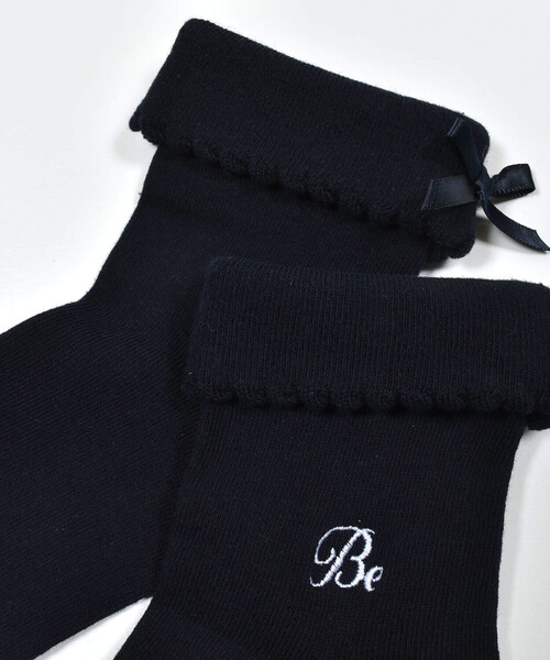 BeBe(ベベ)の「リボン付き折り返しソックス(11~24cm)(ソックス/靴下・キッズ・ピンク/ホワイト/ネイビー・17.0cm/19.0cm/15.0cm/21.0cm/24.0cm/13.0cm)」の7枚目の写真