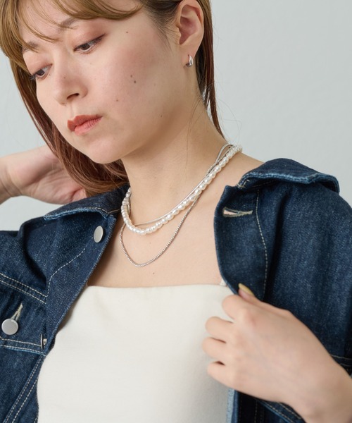 COLONY 2139（コロニートゥーワンスリーナイン）の「パールチェーンレイヤードネックレス（ネックレス・レディース・シルバー・FREE）」の6枚目の写真