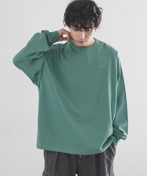 SIGNAL SPORTS（シグナルスポーツ）の「【SIGNAL SPORTS】16/1ワンポイント刺繍/オーバーサイズTシャツ（Tシャツ/カットソー・メンズ・イエロー系その他/ブラック/ホワイト/ダークグリーン/グレー系その他/その他4/グリーン系その他・LARGE/MEDIUM/SMALL）」の6枚目の写真