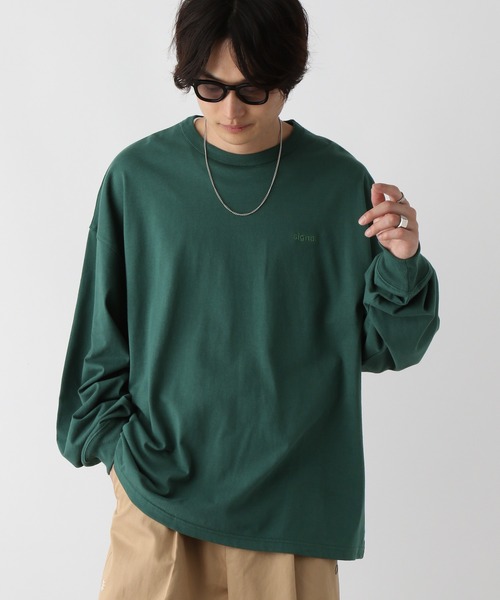 SIGNAL SPORTS（シグナルスポーツ）の「【SIGNAL SPORTS】16/1ワンポイント刺繍/オーバーサイズTシャツ（Tシャツ/カットソー・メンズ・イエロー系その他/ブラック/ホワイト/ダークグリーン/グレー系その他/その他4/グリーン系その他・LARGE/MEDIUM/SMALL）」の5枚目の写真