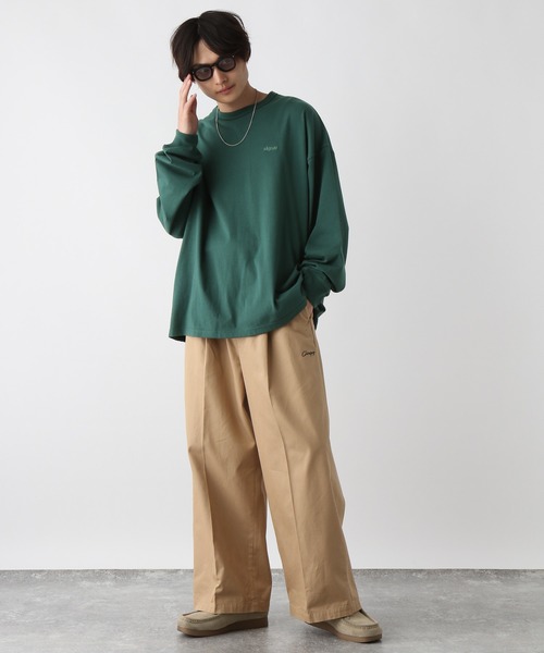 SIGNAL SPORTS（シグナルスポーツ）の「【SIGNAL SPORTS】16/1ワンポイント刺繍/オーバーサイズTシャツ（Tシャツ/カットソー・メンズ・イエロー系その他/ブラック/ホワイト/ダークグリーン/グレー系その他/その他4/グリーン系その他・LARGE/MEDIUM/SMALL）」の12枚目の写真