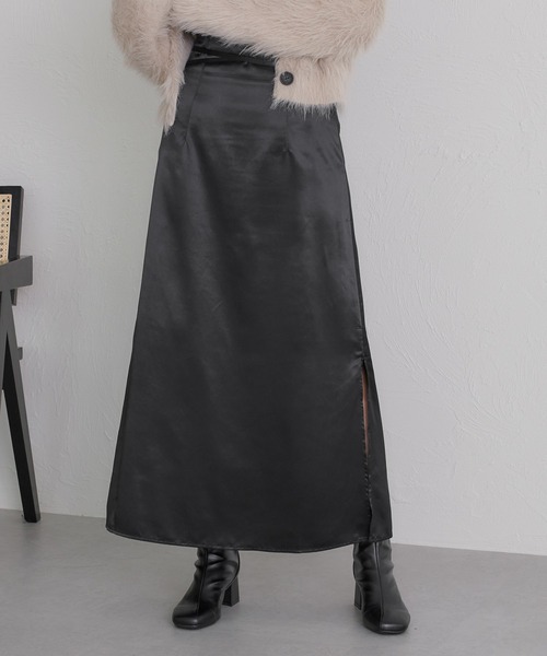 soie by apres jour mignon(ソワバイアプレジュールミニョン)の「【soie by apres jour mignon】ヴィンテージサテンスカート【ZOZOTOWN限定アイテム】(スカート・レディース・チャコールグレー/ブラック・SMALL/MEDIUM)」の3枚目の写真