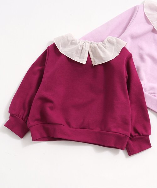 apres les cours（アプレレクール）の「【WEB限定】フリル衿トレーナー（スウェット・キッズ・ピンク/グリーン/パープル/ブラック/オレンジ/ブルー・100/90/110/130/120/140/80）」の5枚目の写真