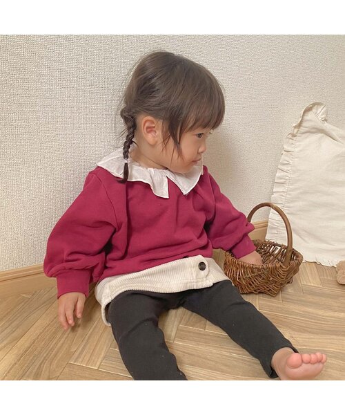 apres les cours（アプレレクール）の「【WEB限定】フリル衿トレーナー（スウェット・キッズ・ピンク/グリーン/パープル/ブラック/オレンジ/ブルー・100/90/110/130/120/140/80）」の12枚目の写真