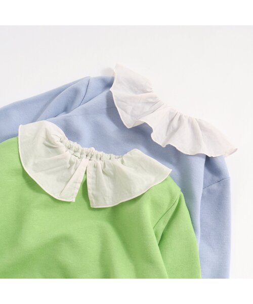 apres les cours（アプレレクール）の「【WEB限定】フリル衿トレーナー（スウェット・キッズ・ピンク/グリーン/パープル/ブラック/オレンジ/ブルー・100/90/110/130/120/140/80）」の10枚目の写真