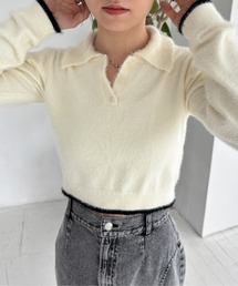 EPIMI E'PIMMY | 【ハンドウォッシャブル】配色ラインシャギーポロニット(ニット/セーター)