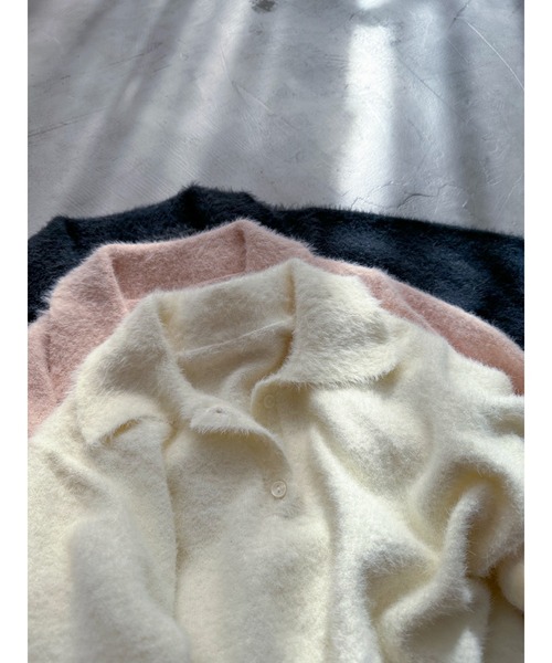 EPIMI E'PIMMY（エピミエピミー）の「【ハンドウォッシャブル】配色ラインシャギーポロニット（ニット/セーター・レディース・ピンクベージュ/オフホワイト/グレー・MEDIUM）」の18枚目の写真