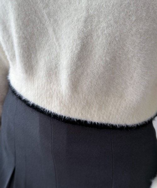 EPIMI E'PIMMY（エピミエピミー）の「【ハンドウォッシャブル】配色ラインシャギーポロニット（ニット/セーター・レディース・ピンクベージュ/オフホワイト/グレー・MEDIUM）」の14枚目の写真