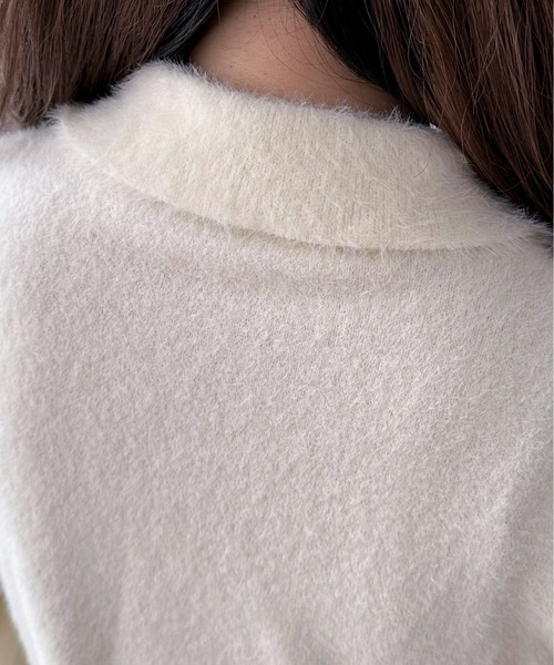 EPIMI E'PIMMY（エピミエピミー）の「【ハンドウォッシャブル】配色ラインシャギーポロニット（ニット/セーター・レディース・ピンクベージュ/オフホワイト/グレー・MEDIUM）」の12枚目の写真