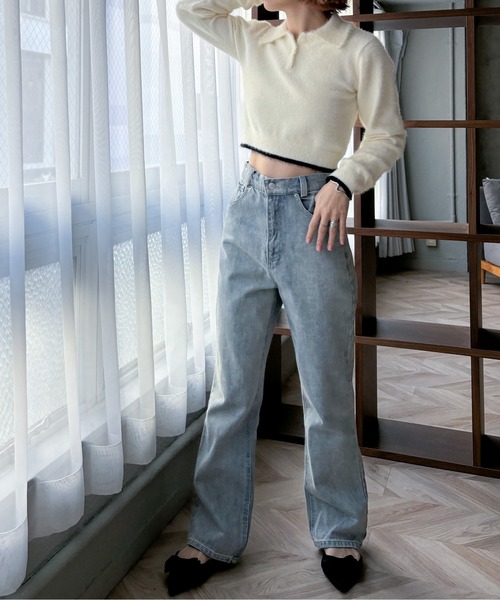 EPIMI E'PIMMY（エピミエピミー）の「【ハンドウォッシャブル】配色ラインシャギーポロニット（ニット/セーター・レディース・ピンクベージュ/オフホワイト/グレー・MEDIUM）」の19枚目の写真