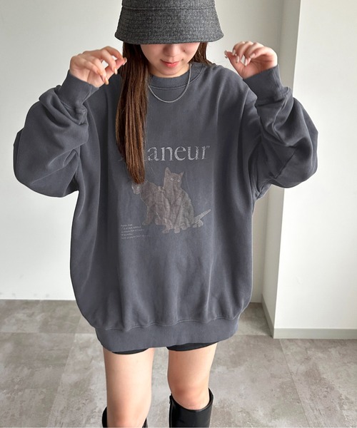 apres jour mignon（アプレジュールミニョン）の「ヴィンテージライクピグメントスウェット【ZOZOTOWN限定アイテム】（スウェット・レディース・カーキ/パープル/ブラック/モカ/ネイビー/ブラック系その他2/グリーン系その他/その他/ブラック系その他・X-LARGE/フリー）」の7枚目の写真