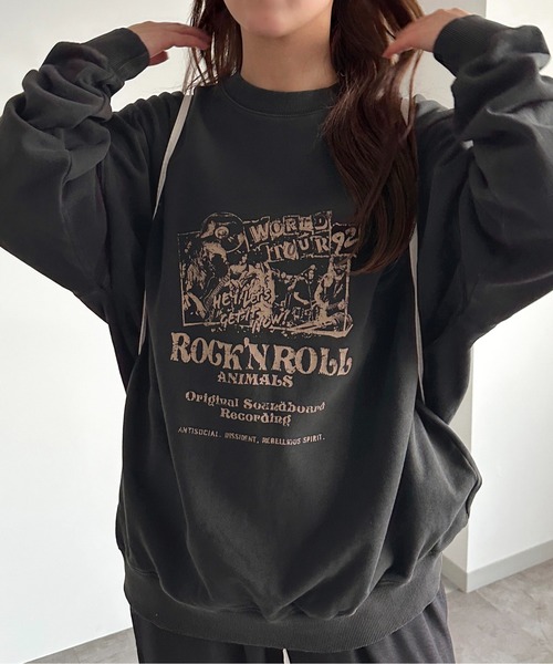 apres jour mignon（アプレジュールミニョン）の「ヴィンテージライクピグメントスウェット【ZOZOTOWN限定アイテム】（スウェット・レディース・カーキ/パープル/ブラック/モカ/ネイビー/ブラック系その他2/グリーン系その他/その他/ブラック系その他・X-LARGE/フリー）」の22枚目の写真