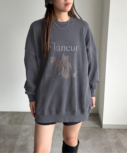 apres jour mignon（アプレジュールミニョン）の「ヴィンテージライクピグメントスウェット【ZOZOTOWN限定アイテム】（スウェット・レディース・カーキ/パープル/ブラック/モカ/ネイビー/ブラック系その他2/グリーン系その他/その他/ブラック系その他・X-LARGE/フリー）」の16枚目の写真