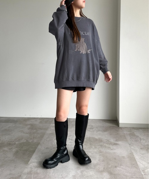 apres jour mignon（アプレジュールミニョン）の「ヴィンテージライクピグメントスウェット【ZOZOTOWN限定アイテム】（スウェット・レディース・カーキ/パープル/ブラック/モカ/ネイビー/ブラック系その他2/グリーン系その他/その他/ブラック系その他・X-LARGE/フリー）」の19枚目の写真