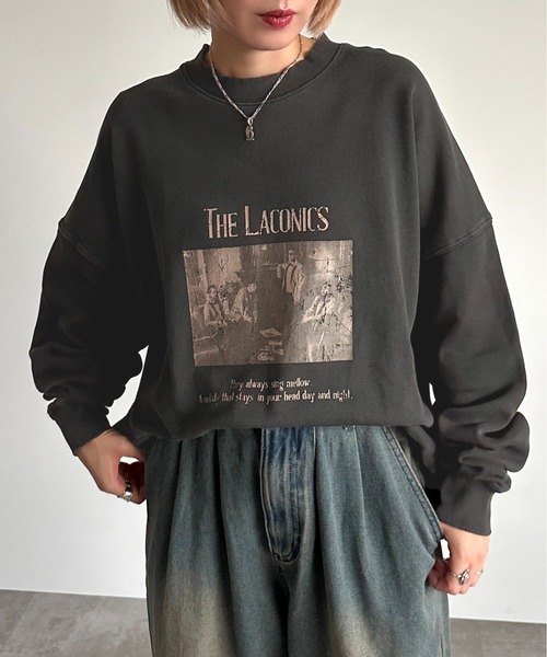 apres jour mignon（アプレジュールミニョン）の「ヴィンテージライクピグメントスウェット【ZOZOTOWN限定アイテム】（スウェット・レディース・カーキ/パープル/ブラック/モカ/ネイビー/ブラック系その他2/グリーン系その他/その他/ブラック系その他・X-LARGE/フリー）」の15枚目の写真