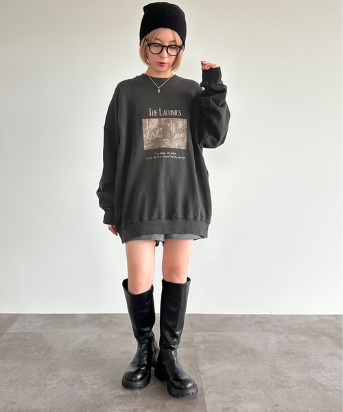 apres jour mignon（アプレジュールミニョン）の「ヴィンテージライクピグメントスウェット【ZOZOTOWN限定アイテム】（スウェット・レディース・カーキ/パープル/ブラック/モカ/ネイビー/ブラック系その他2/グリーン系その他/その他/ブラック系その他・X-LARGE/フリー）」の14枚目の写真