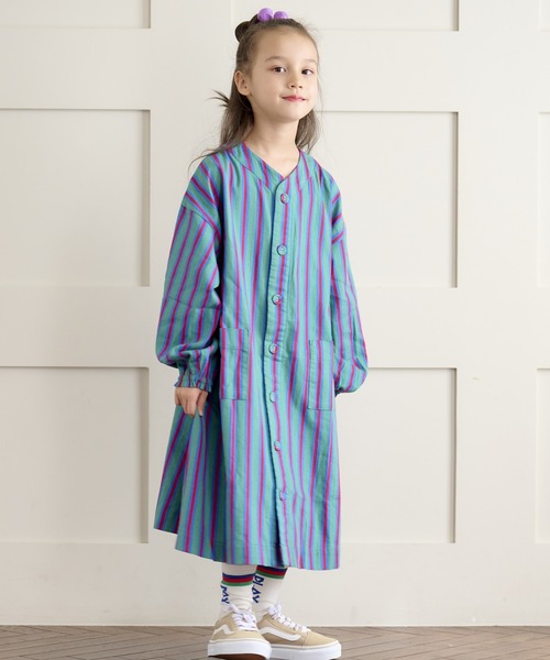 HOGAN RANCH WEAR(ホーガンランチウエア)の「ソウガラネルシャツワンピース(90~150cm)(ワンピース・キッズ・グリーン/マルチ/オレンジ・130/140/150/90/100/110/120)」の2枚目の写真