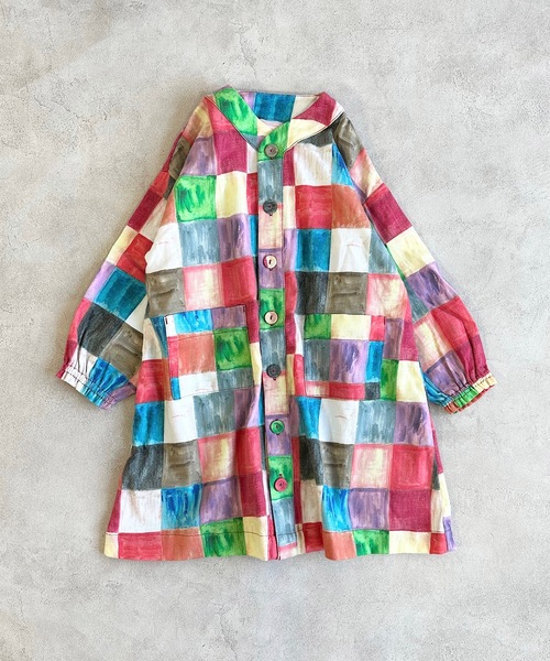 HOGAN RANCH WEAR(ホーガンランチウエア)の「ソウガラネルシャツワンピース(90~150cm)(ワンピース・キッズ・グリーン/マルチ/オレンジ・130/140/150/90/100/110/120)」の3枚目の写真