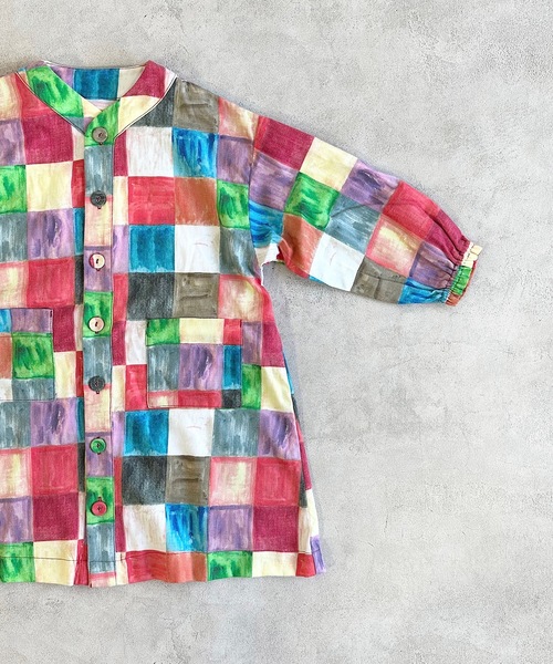 HOGAN RANCH WEAR(ホーガンランチウエア)の「ソウガラネルシャツワンピース(90~150cm)(ワンピース・キッズ・グリーン/マルチ/オレンジ・130/140/150/90/100/110/120)」の7枚目の写真