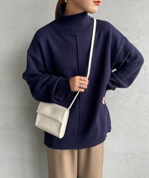 [Jf Ready Made/ジェイエフレディメイド] 袖編地切り替え ハイネックニット