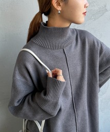 [Jf Ready Made/ジェイエフレディメイド] 袖編地切り替え ハイネックニット