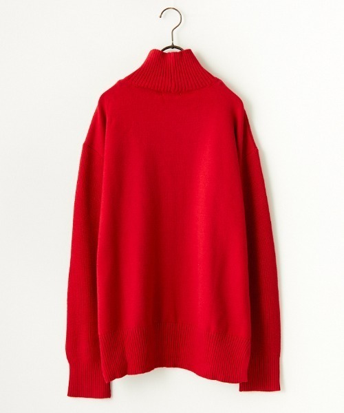 JF Ready Made（ジェイエフレディメイド）の「[Jf Ready Made/ジェイエフレディメイド] 袖編地切り替え ハイネックニット（ニット/セーター・レディース・グレー/アイボリー/レッド/ブラック/ネイビー・F）」の6枚目の写真