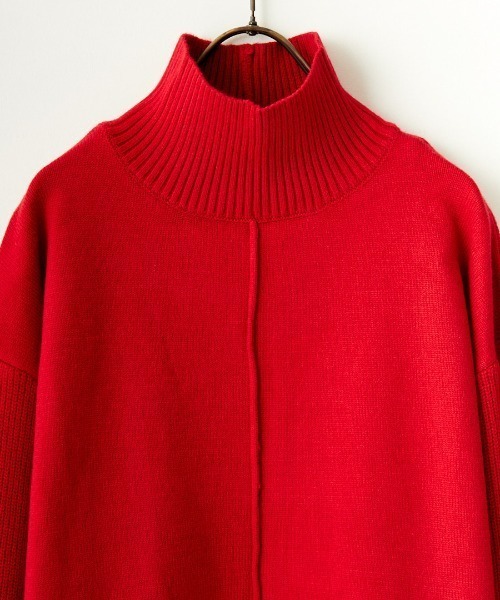 JF Ready Made（ジェイエフレディメイド）の「[Jf Ready Made/ジェイエフレディメイド] 袖編地切り替え ハイネックニット（ニット/セーター・レディース・グレー/アイボリー/レッド/ブラック/ネイビー・F）」の7枚目の写真