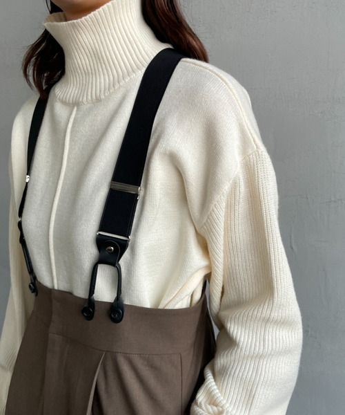 JF Ready Made（ジェイエフレディメイド）の「[Jf Ready Made/ジェイエフレディメイド] 袖編地切り替え ハイネックニット（ニット/セーター・レディース・グレー/アイボリー/レッド/ブラック/ネイビー・F）」の22枚目の写真