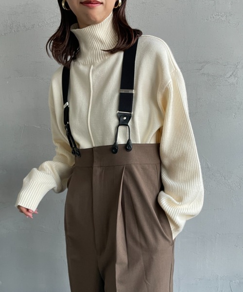 JF Ready Made（ジェイエフレディメイド）の「[Jf Ready Made/ジェイエフレディメイド] 袖編地切り替え ハイネックニット（ニット/セーター・レディース・グレー/アイボリー/レッド/ブラック/ネイビー・F）」の16枚目の写真